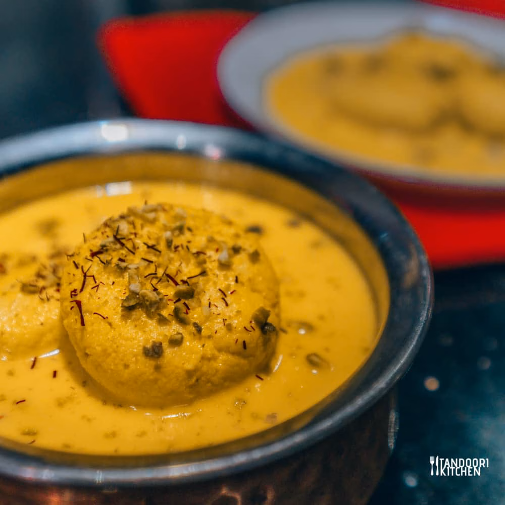 Keshari Ras Malai - Saffron dessert at Tandoori Kitchen