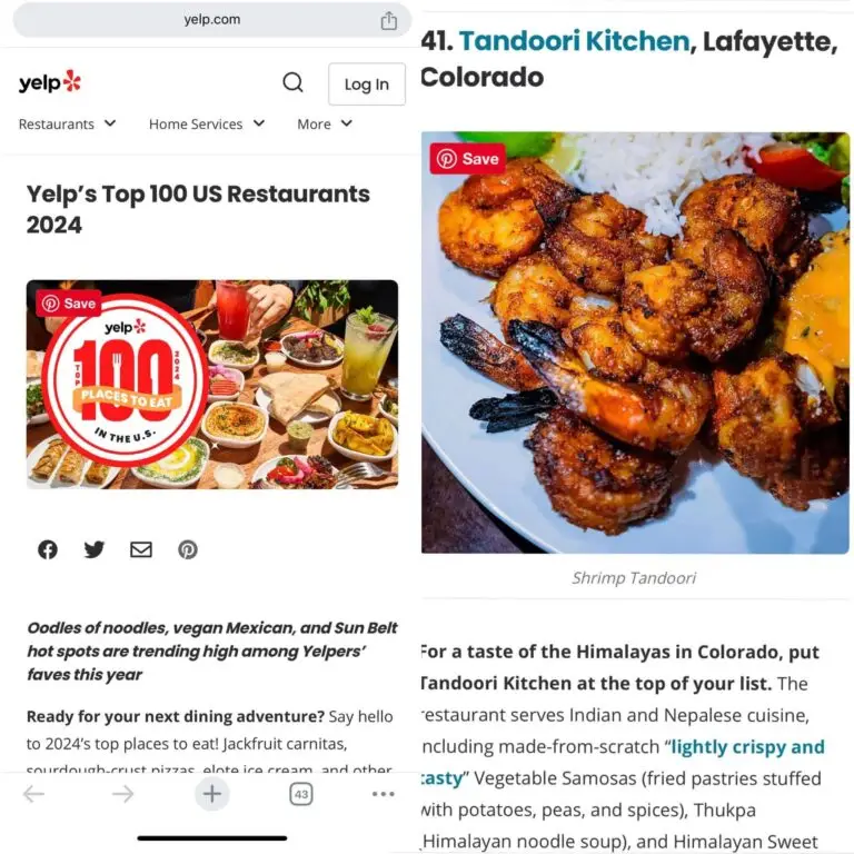 Tandoori Kitchen Yelp Top 100 post