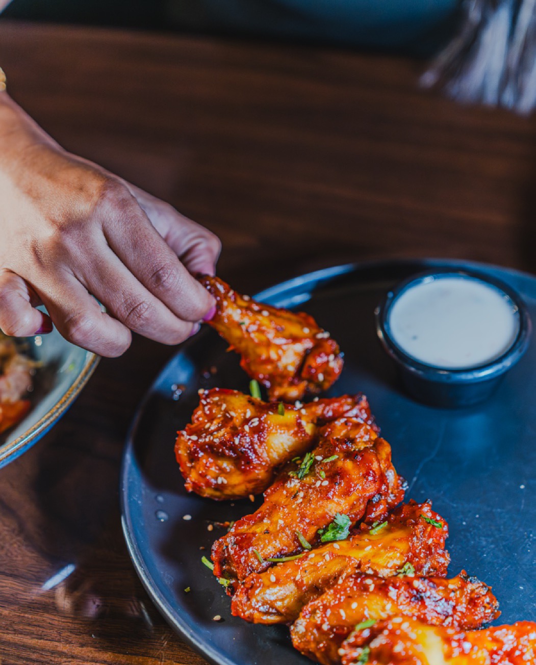 Tandoori chicken wings with homemade raita